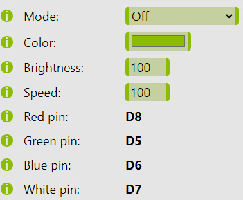 RGB LED Driver menu